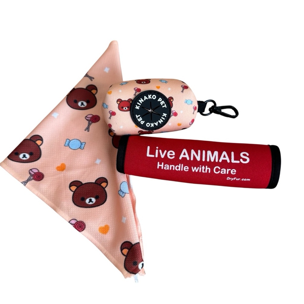 New! Cute Dog Accessory Set. Never Used. Matching Bandana and Bag Holder.